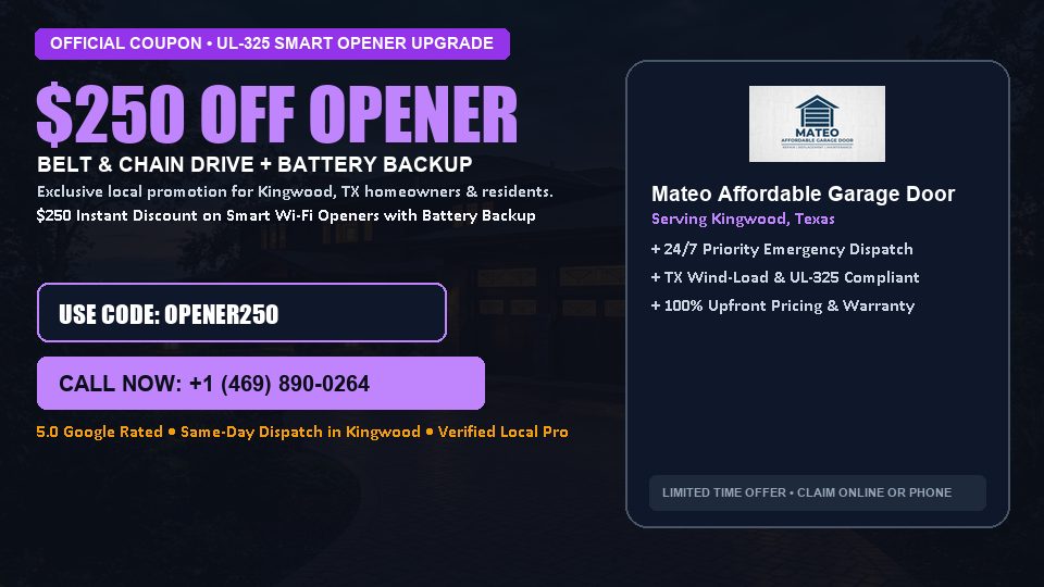 Mateo Affordable Garage Door $250 OFF Premium LiftMaster Opener Installation