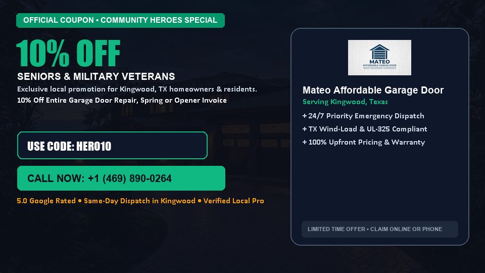 Mateo Affordable Garage Door 10% OFF Seniors & Military Veterans